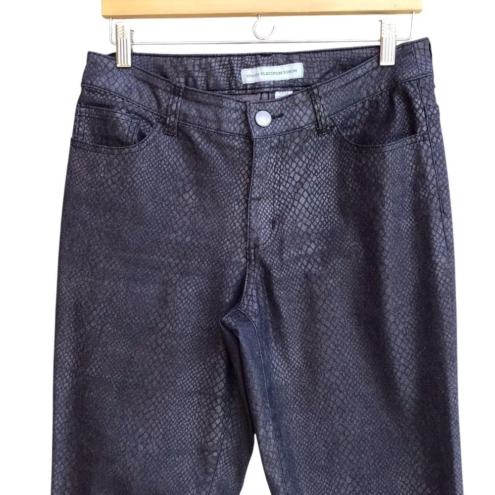 Chico’s Platinum Denim Snake Slim-Leg Jeans NEW